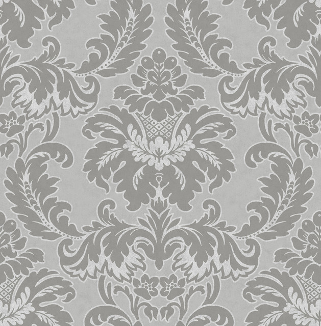 Brewster Windsor Grey Damask Wallpaper Archive Collection Covers about 56.4 square feet Great Britain Unpasted 21-in repeat, straight match 20.5-in by 33-ft long roll - My Fabric Connection - Brewster Windsor Grey Damask Wallpaper Archive Collection Covers about 56.4 square feet Great Britain Unpasted 21-in repeat, straight match 20.5-in by 33-ft long roll - My Fabric Connection -