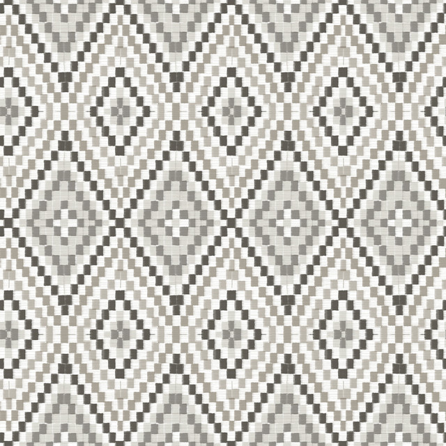 Chesapeake Ganado Dark Brown Geometric Ikat Wallpaper Birch & Sparrow Covers about 56.4 square feet United States Prepasted 20.5-in repeat, straight match 20.5-in by 33-ft long roll - My Fabric Connection -