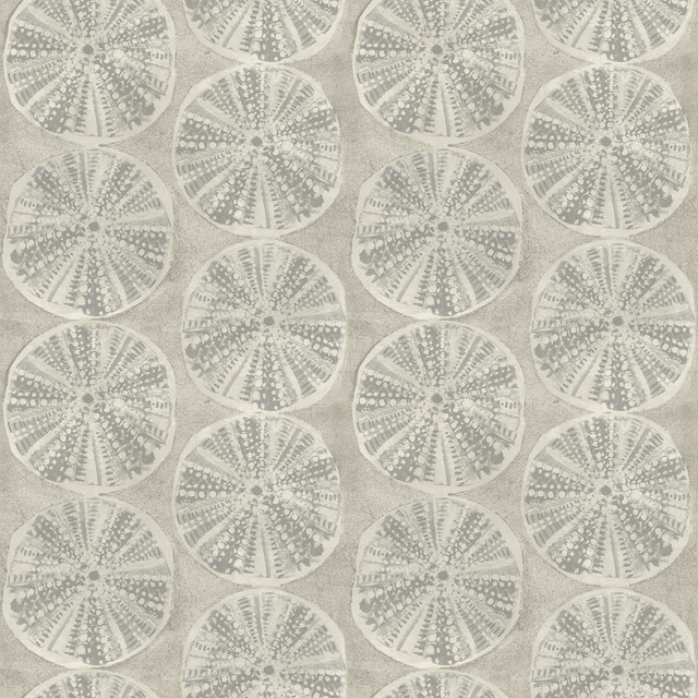 Chesapeake Sea Biscuit Grey Sand Dollar Wallpaper Blue Heron Covers about 56.4 square feet United States Prepasted 20.5-in repeat, straight match 20.5-in by 33-ft long roll - My Fabric Connection - Chesapeake Sea Biscuit Grey Sand Dollar Wallpaper Blue Heron Covers about 56.4 square feet United States Prepasted 20.5-in repeat, straight match 20.5-in by 33-ft long roll - My Fabric Connection -