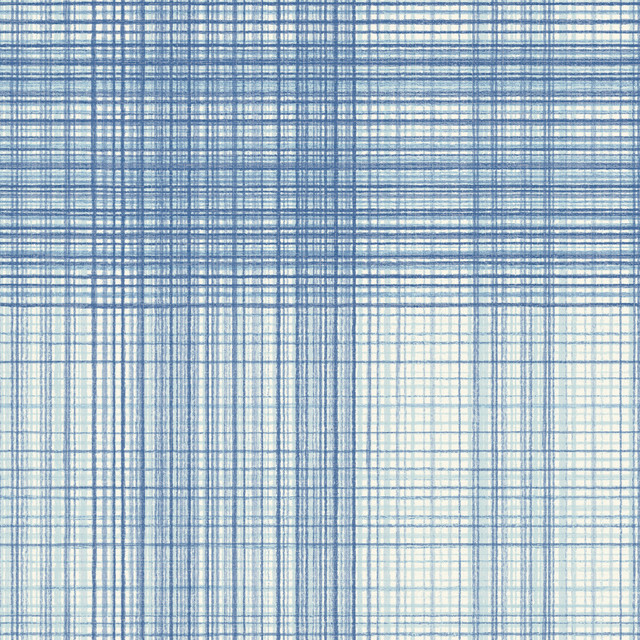 Chesapeake Madras Blue Plaid Wallpaper Blue Heron Covers about 56.4 square feet United States Prepasted 20.5-in repeat, straight match 20.5-in by 33-ft long roll - My Fabric Connection -