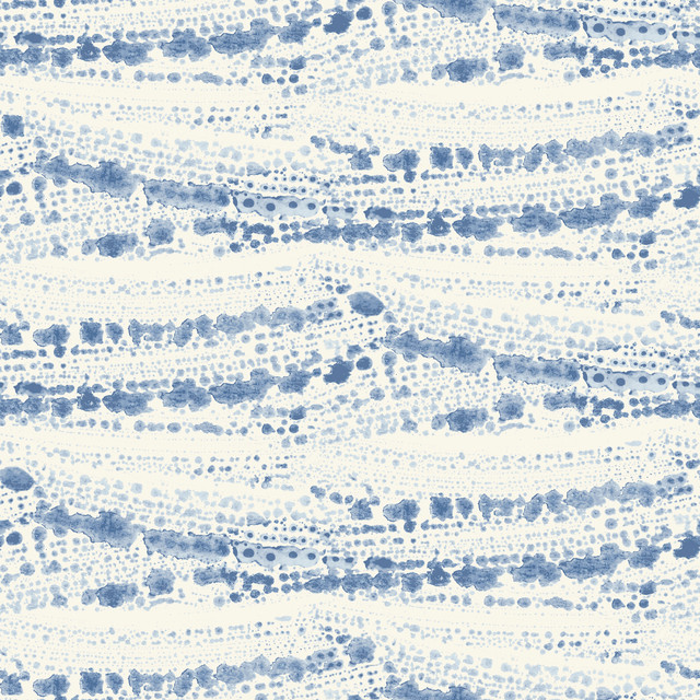 Chesapeake Rannell Navy Abstract Scallop Wallpaper Blue Heron Covers about 56.4 square feet United States Prepasted 20.5-in repeat, straight match 20.5-in by 33-ft long roll - My Fabric Connection -