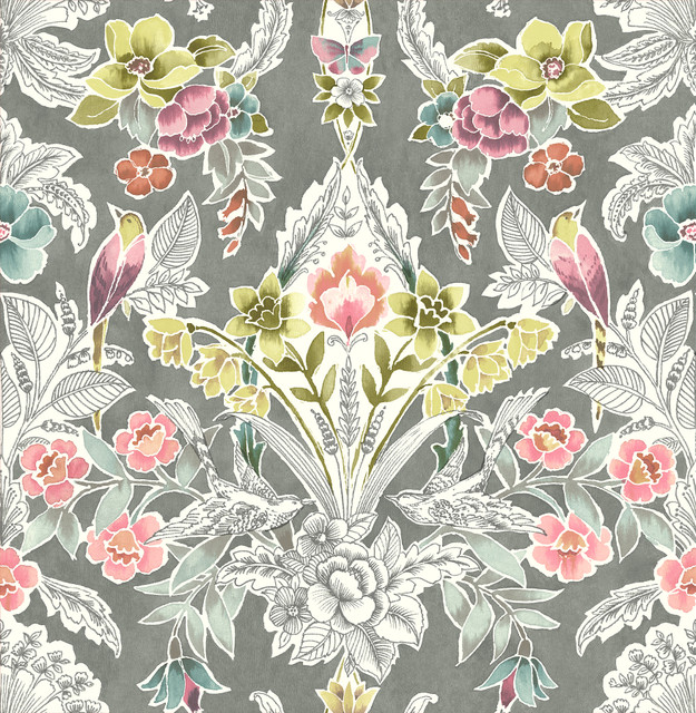 A-Street Prints Vera Multicolor Floral Damask Wallpaper BlueBell Covers about 56.4 square feet Great Britain Unpasted 20.9-in repeat, straight match 20.5-in by 33-ft long roll - My Fabric Connection - A-Street Prints Vera Multicolor Floral Damask Wallpaper BlueBell Covers about 56.4 square feet Great Britain Unpasted 20.9-in repeat, straight match 20.5-in by 33-ft long roll - My Fabric Connection -