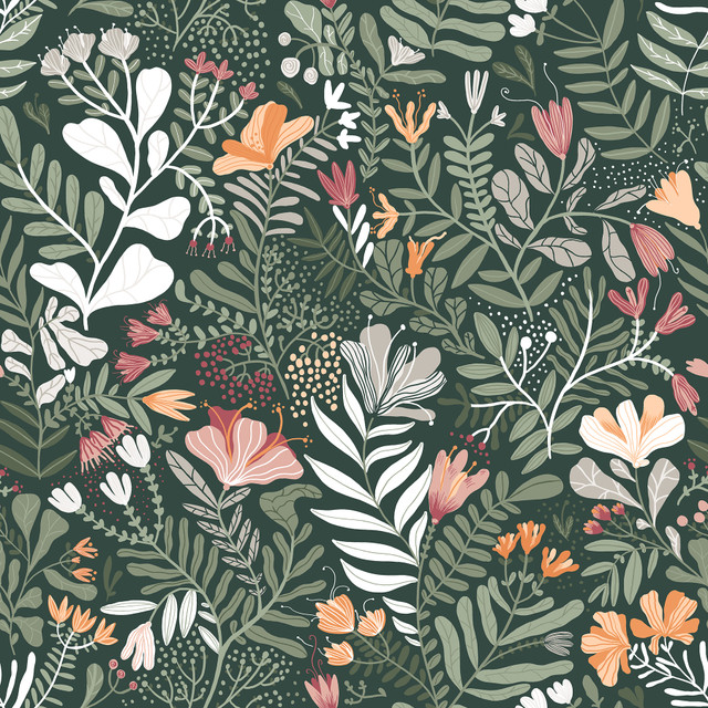 A-Street Prints Brittsommar Evergreen Woodland Floral Wallpaper Botanica Covers about 57.5 square feet Sweden Unpasted 20.9-in repeat, straight match 20.9-in by 33-ft long roll - My Fabric Connection - A-Street Prints Brittsommar Evergreen Woodland Floral Wallpaper Botanica Covers about 57.5 square feet Sweden Unpasted 20.9-in repeat, straight match 20.9-in by 33-ft long roll - My Fabric Connection -