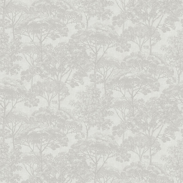 Advantage Teatro White Trees Wallpaper Cuba Covers about 57.5 square feet Germany Unpasted 25.2-in repeat, half drop match 20.9-in by 33-ft long roll - My Fabric Connection -