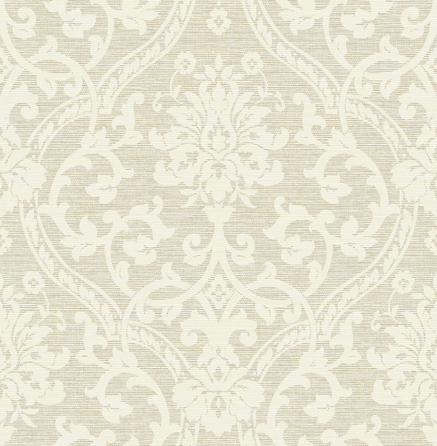 Advantage Evette Neutral Damask Wallpaper Curio Covers about 56.4 square feet Great Britain Unpasted 20.8-in repeat, straight match 20.5-in by 33-ft long roll - My Fabric Connection - Advantage Evette Neutral Damask Wallpaper Curio Covers about 56.4 square feet Great Britain Unpasted 20.8-in repeat, straight match 20.5-in by 33-ft long roll - My Fabric Connection -