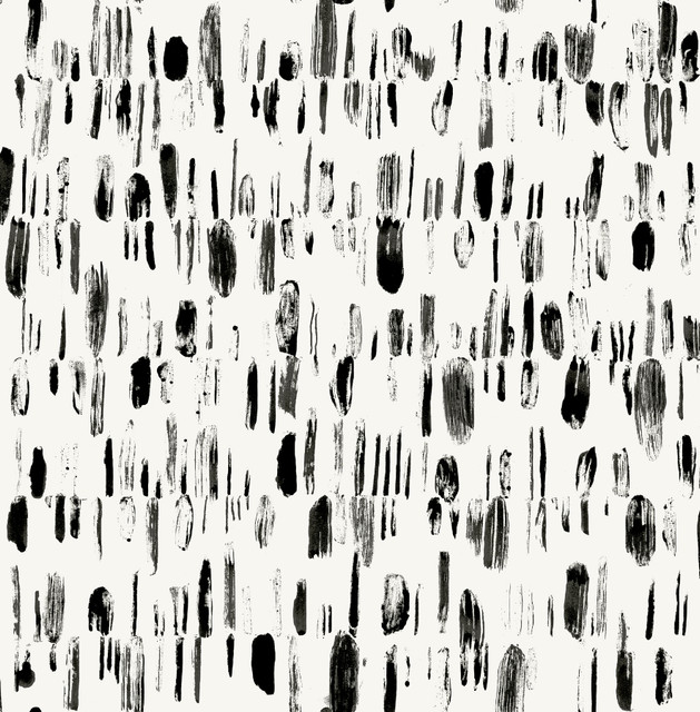 A-Street Prints Dwell Black Brushstrokes Wallpaper Daylight Covers about 56.4 square feet United States Unpasted 21-in repeat, straight match 20.5-in by 33-ft long roll - My Fabric Connection -