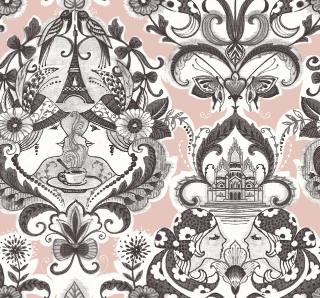 A-Street Prints Sadie Blush Parisian Damask Wallpaper Daylight Covers about 60.8 square feet United States Unpasted 25.25-in repeat, straight match 27-in by 27-ft long roll - My Fabric Connection - A-Street Prints Sadie Blush Parisian Damask Wallpaper Daylight Covers about 60.8 square feet United States Unpasted 25.25-in repeat, straight match 27-in by 27-ft long roll - My Fabric Connection -