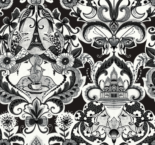 A-Street Prints Sadie Black Parisian Damask Wallpaper Daylight Covers about 60.8 square feet United States Unpasted 25.25-in repeat, straight match 27-in by 27-ft long roll - My Fabric Connection - A-Street Prints Sadie Black Parisian Damask Wallpaper Daylight Covers about 60.8 square feet United States Unpasted 25.25-in repeat, straight match 27-in by 27-ft long roll - My Fabric Connection -