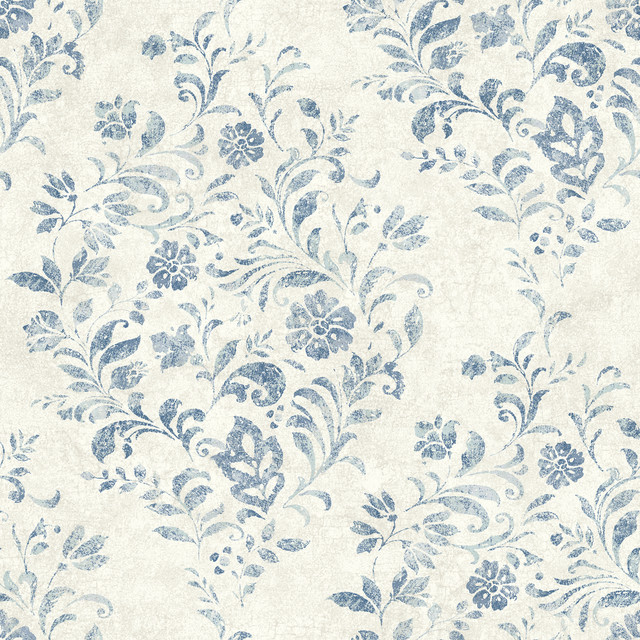 Chesapeake Isidore Blue Scroll Wallpaper Delphine Covers about 56.4 square feet United States Prepasted 20.5-in repeat, straight match 20.5-in by 33-ft long roll - My Fabric Connection - Chesapeake Isidore Blue Scroll Wallpaper Delphine Covers about 56.4 square feet United States Prepasted 20.5-in repeat, straight match 20.5-in by 33-ft long roll - My Fabric Connection -