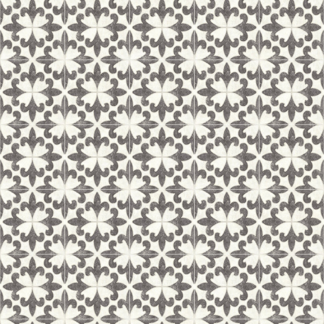 Chesapeake Remy Black Fleur Tile Wallpaper Delphine Covers about 56.4 square feet United States Prepasted 20.5-in repeat, straight match 20.5-in by 33-ft long roll - My Fabric Connection - Chesapeake Remy Black Fleur Tile Wallpaper Delphine Covers about 56.4 square feet United States Prepasted 20.5-in repeat, straight match 20.5-in by 33-ft long roll - My Fabric Connection -