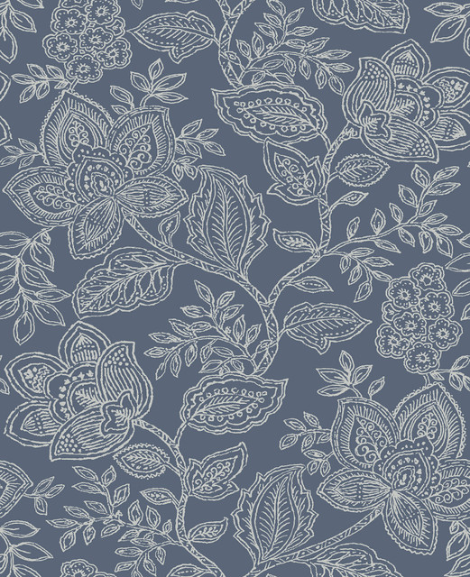 A-Street Prints Larkin Blue Floral Wallpaper Equinox Covers about 56.4 square feet Great Britain Unpasted 25.2-in repeat, straight match 20.5-in by 33-ft long roll - My Fabric Connection - A-Street Prints Larkin Blue Floral Wallpaper Equinox Covers about 56.4 square feet Great Britain Unpasted 25.2-in repeat, straight match 20.5-in by 33-ft long roll - My Fabric Connection -