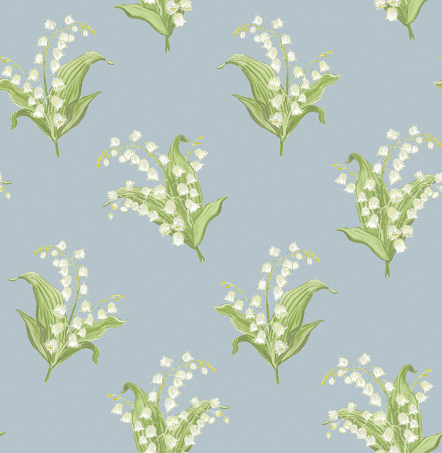 A-Street Prints Farmington Blue Heather Lily of the Valley Wallpaper Erin Gates Covers about 56.4 square feet United States Unpasted 21-in repeat, straight match 20.5-in by 33-ft long roll - My Fabric Connection - A-Street Prints Farmington Blue Heather Lily of the Valley Wallpaper Erin Gates Covers about 56.4 square feet United States Unpasted 21-in repeat, straight match 20.5-in by 33-ft long roll - My Fabric Connection -