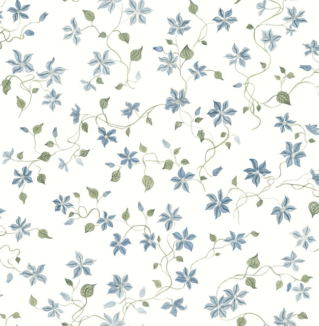 A-Street Prints Betsy Blue Heather Floral Trail Wallpaper Erin Gates Covers about 56.4 square feet United States Unpasted 21-in repeat, straight match 20.5-in by 33-ft long roll - My Fabric Connection - A-Street Prints Betsy Blue Heather Floral Trail Wallpaper Erin Gates Covers about 56.4 square feet United States Unpasted 21-in repeat, straight match 20.5-in by 33-ft long roll - My Fabric Connection -