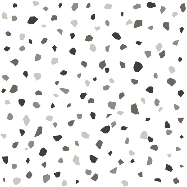 Chesapeake Ona Charcoal Terrazzo Wallpaper Fable Covers about 57.5 square feet Netherlands Unpasted 10.4-in repeat, drop match 20.9-in by 33-ft long roll - My Fabric Connection -