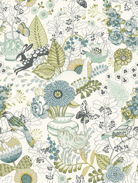 A-Street Prints Whimsy Green Fauna Wallpaper Folklore Covers about 56.4 square feet United States Unpasted 27-in repeat, straight match 20.5-in by 33-ft long roll - My Fabric Connection - A-Street Prints Whimsy Green Fauna Wallpaper Folklore Covers about 56.4 square feet United States Unpasted 27-in repeat, straight match 20.5-in by 33-ft long roll - My Fabric Connection -