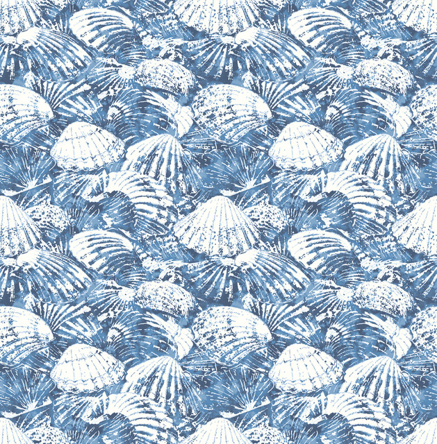 Brewster Surfside Blue Shells Wallpaper Fresh Start Kitchen & Bath Covers about 56.4 square feet Great Britain Unpasted 10.4-in repeat, straight match 20.5-in by 33-ft long roll - My Fabric Connection - Brewster Surfside Blue Shells Wallpaper Fresh Start Kitchen & Bath Covers about 56.4 square feet Great Britain Unpasted 10.4-in repeat, straight match 20.5-in by 33-ft long roll - My Fabric Connection -