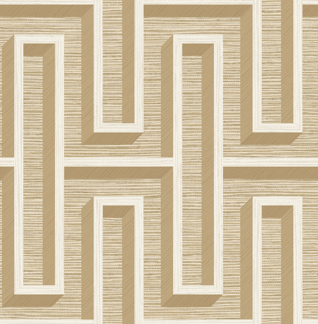 Advantage Henley Taupe Geometric Grasscloth Wallpaper Fusion Covers about 56.4 square feet Great Britain Unpasted 20.9-in repeat, straight match 20.5-in by 33-ft long roll - My Fabric Connection -