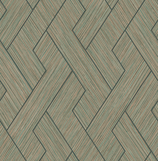 Advantage Ember Copper Geometric Basketweave Wallpaper Fusion Covers about 56.4 square feet Great Britain Unpasted 20.9-in repeat, straight match 20.5-in by 33-ft long roll - My Fabric Connection -