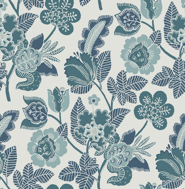 A-Street Prints Jana Teal Jacobean Wallpaper Happy Covers about 56.4 square feet Great Britain Unpasted 20.9-in repeat, straight match 20.5-in by 33-ft long roll - My Fabric Connection - A-Street Prints Jana Teal Jacobean Wallpaper Happy Covers about 56.4 square feet Great Britain Unpasted 20.9-in repeat, straight match 20.5-in by 33-ft long roll - My Fabric Connection -