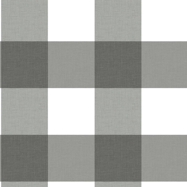 Chesapeake Amos Charcoal Gingham Wallpaper Homestead Covers about 56.4 square feet United States Prepasted 20.5-in repeat, straight match 20.5-in by 33-ft long roll - My Fabric Connection -