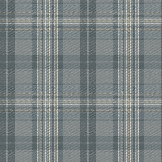 Chesapeake Austin Slate Plaid Wallpaper Homestead Covers about 56.4 square feet United States Prepasted 10.25-in repeat, straight match 20.5-in by 33-ft long roll - My Fabric Connection -