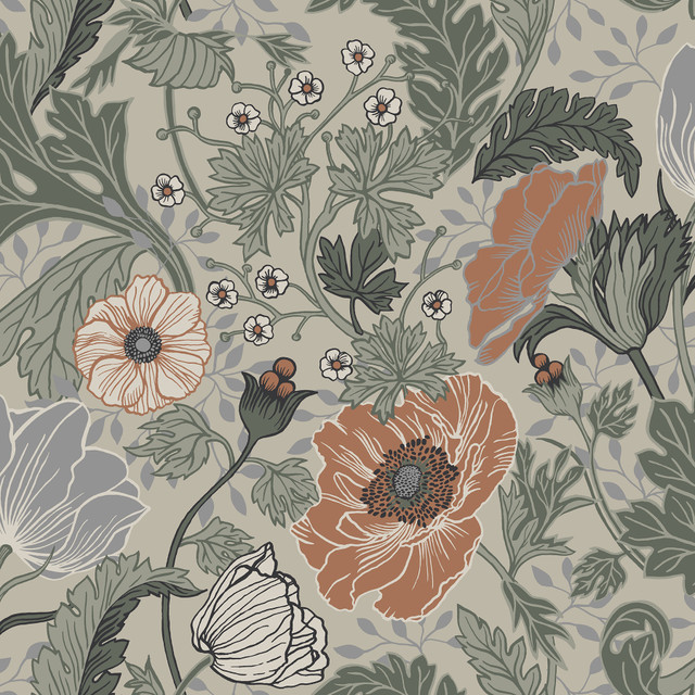 A-Street Prints Anemone Grey Floral Wallpaper Ingrid Covers about 56.4 square feet Sweden Unpasted 20.9-in repeat, drop match 20.5-in by 33-ft long roll - My Fabric Connection - A-Street Prints Anemone Grey Floral Wallpaper Ingrid Covers about 56.4 square feet Sweden Unpasted 20.9-in repeat, drop match 20.5-in by 33-ft long roll - My Fabric Connection -