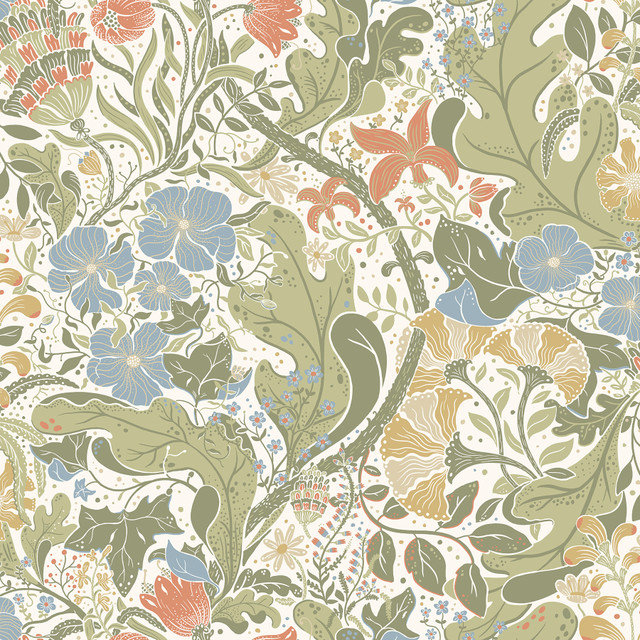 A-Street Prints Elise Cream Nouveau Gardens Wallpaper Ingrid Covers about 57.5 square feet Sweden Unpasted 20.9-in repeat, half drop match 20.9-in by 33-ft long roll - My Fabric Connection - A-Street Prints Elise Cream Nouveau Gardens Wallpaper Ingrid Covers about 57.5 square feet Sweden Unpasted 20.9-in repeat, half drop match 20.9-in by 33-ft long roll - My Fabric Connection -