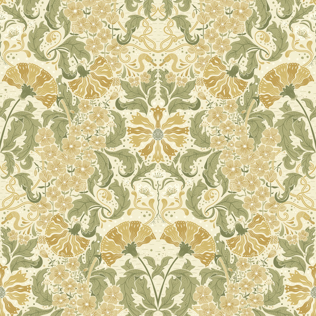 A-Street Prints Ojvind Gold Floral Ogee Wallpaper Ingrid Covers about 57.5 square feet Sweden Unpasted 20.9-in repeat, straight match 20.9-in by 33-ft long roll - My Fabric Connection - A-Street Prints Ojvind Gold Floral Ogee Wallpaper Ingrid Covers about 57.5 square feet Sweden Unpasted 20.9-in repeat, straight match 20.9-in by 33-ft long roll - My Fabric Connection -