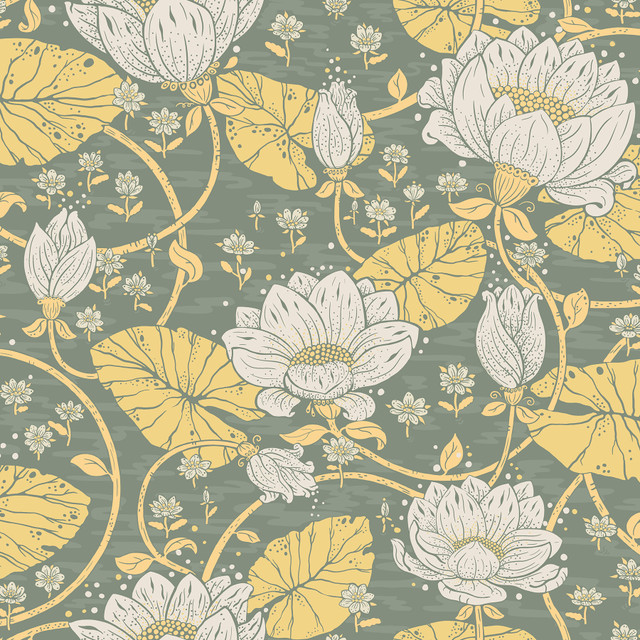 A-Street Prints Eva Yellow Lotus Dreams Wallpaper Ingrid Covers about 57.5 square feet Sweden Unpasted 20.9-in repeat, half drop match 20.9-in by 33-ft long roll - My Fabric Connection - A-Street Prints Eva Yellow Lotus Dreams Wallpaper Ingrid Covers about 57.5 square feet Sweden Unpasted 20.9-in repeat, half drop match 20.9-in by 33-ft long roll - My Fabric Connection -