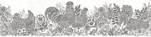 Chesapeake Parton Black Chicken Wallpaper Kindred Covers about 7.5 square feet United States Prepasted Frame the room with this lovely border 6-in by 15-ft long roll - My Fabric Connection - Chesapeake Parton Black Chicken Wallpaper Kindred Covers about 7.5 square feet United States Prepasted Frame the room with this lovely border 6-in by 15-ft long roll - My Fabric Connection -