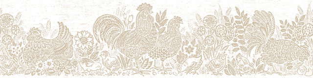 Chesapeake Parton Beige Chicken Wallpaper Kindred Covers about 7.5 square feet United States Prepasted Frame the room with this lovely border 6-in by 15-ft long roll - My Fabric Connection - Chesapeake Parton Beige Chicken Wallpaper Kindred Covers about 7.5 square feet United States Prepasted Frame the room with this lovely border 6-in by 15-ft long roll - My Fabric Connection -