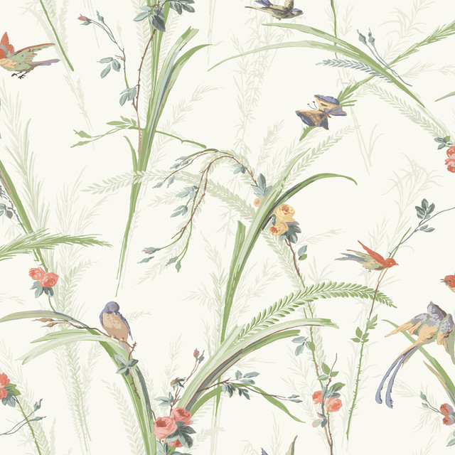 Chesapeake Meadowlark Light Green Botanical Wallpaper Kindred Covers about 56.4 square feet United States Prepasted 20.5-in repeat, drop match 20.5-in by 33-ft long roll - My Fabric Connection - Chesapeake Meadowlark Light Green Botanical Wallpaper Kindred Covers about 56.4 square feet United States Prepasted 20.5-in repeat, drop match 20.5-in by 33-ft long roll - My Fabric Connection -
