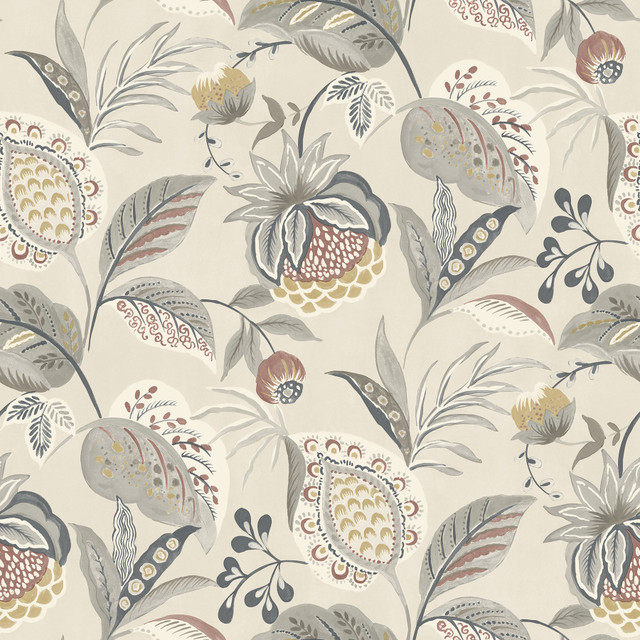 Chesapeake Bohemian Grey Jacobean Wallpaper Kinfolk Covers about 56.4 square feet United States Prepasted 20.5-in repeat, straight match 20.5-in by 33-ft long roll - My Fabric Connection - Chesapeake Bohemian Grey Jacobean Wallpaper Kinfolk Covers about 56.4 square feet United States Prepasted 20.5-in repeat, straight match 20.5-in by 33-ft long roll - My Fabric Connection -