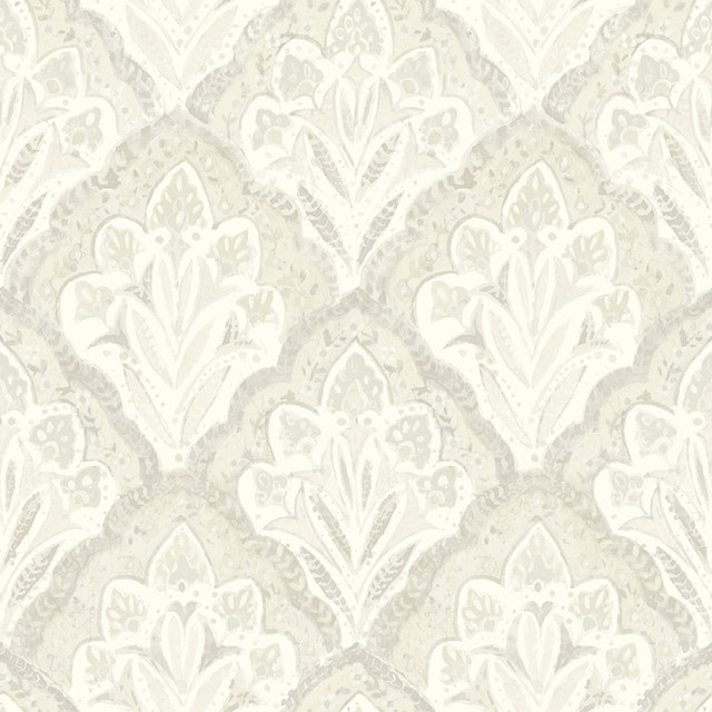 Chesapeake Mimir Dove Quilted Damask Wallpaper Kinfolk Covers about 56.4 square feet United States Prepasted 20.5-in repeat, straight match 20.5-in by 33-ft long roll - My Fabric Connection - Chesapeake Mimir Dove Quilted Damask Wallpaper Kinfolk Covers about 56.4 square feet United States Prepasted 20.5-in repeat, straight match 20.5-in by 33-ft long roll - My Fabric Connection -