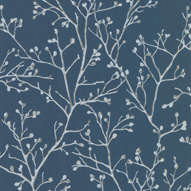 A-Street Prints Koura Sapphire Budding Branches Wallpaper Lustre Covers about 57.5 square feet China Unpasted 12.5-in repeat, drop match 20.9-in by 33-ft long roll - My Fabric Connection - A-Street Prints Koura Sapphire Budding Branches Wallpaper Lustre Covers about 57.5 square feet China Unpasted 12.5-in repeat, drop match 20.9-in by 33-ft long roll - My Fabric Connection -