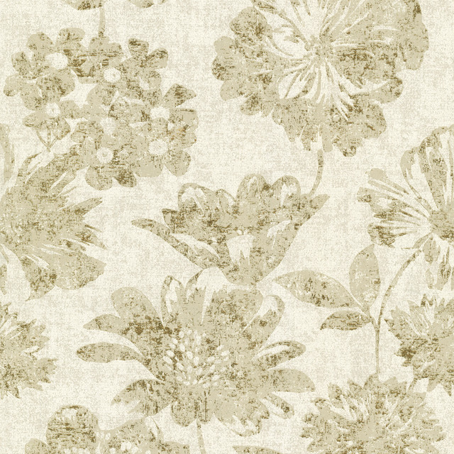 A-Street Prints Kala Gold Floral Wallpaper Lustre Covers about 57.5 square feet China Unpasted 25.2-in repeat, straight match 20.9-in by 33-ft long roll - My Fabric Connection -