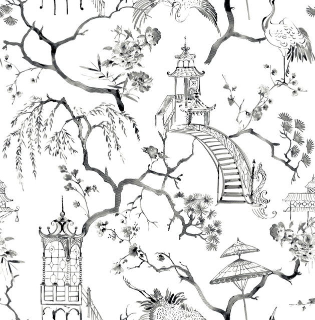A-Street Prints Serena Charcoal Chinoiserie Wallpaper Middleton Covers about 56.4 square feet Great Britain Unpasted 20.9-in repeat, straight match 20.5-in by 33-ft long roll - My Fabric Connection - A-Street Prints Serena Charcoal Chinoiserie Wallpaper Middleton Covers about 56.4 square feet Great Britain Unpasted 20.9-in repeat, straight match 20.5-in by 33-ft long roll - My Fabric Connection -