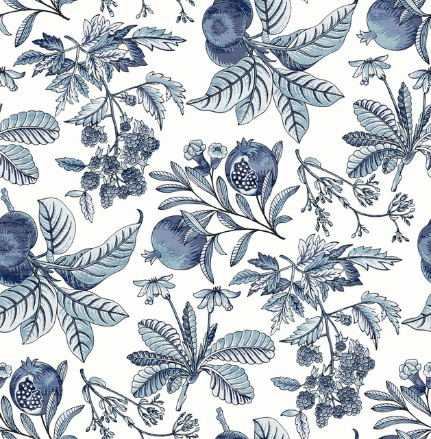 A-Street Prints Cecilia Blue Fruit Wallpaper Middleton Covers about 56.4 square feet Great Britain Unpasted 20.9-in repeat, straight match 20.5-in by 33-ft long roll - My Fabric Connection - A-Street Prints Cecilia Blue Fruit Wallpaper Middleton Covers about 56.4 square feet Great Britain Unpasted 20.9-in repeat, straight match 20.5-in by 33-ft long roll - My Fabric Connection -