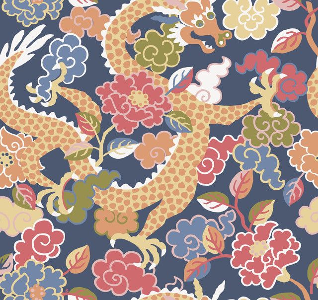 A-Street Prints Yanci Orange Dragon Wallpaper Middleton Covers about 60.8 square feet United States Unpasted 25.25-in repeat, straight match 27-in by 27-ft long roll - My Fabric Connection - A-Street Prints Yanci Orange Dragon Wallpaper Middleton Covers about 60.8 square feet United States Unpasted 25.25-in repeat, straight match 27-in by 27-ft long roll - My Fabric Connection -