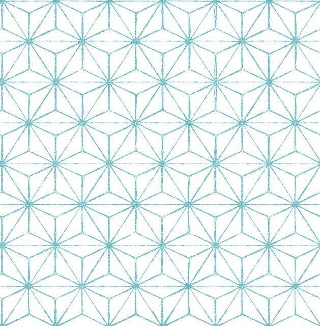 A-Street Prints Orion Turquoise Geometric Wallpaper Mistral Covers about 56.4 square feet Great Britain Unpasted 20.9-in repeat, straight match 20.5-in by 33-ft long roll - My Fabric Connection -