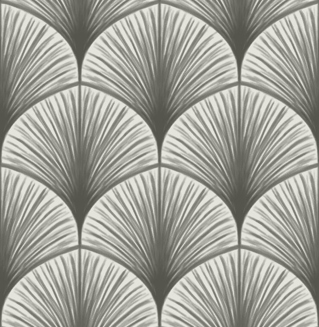 A-Street Prints Dusk Grey Frond Wallpaper Moonlight Covers about 56.4 square feet Great Britain Unpasted 20.9-in repeat, straight match 20.5-in by 33-ft long roll - My Fabric Connection -