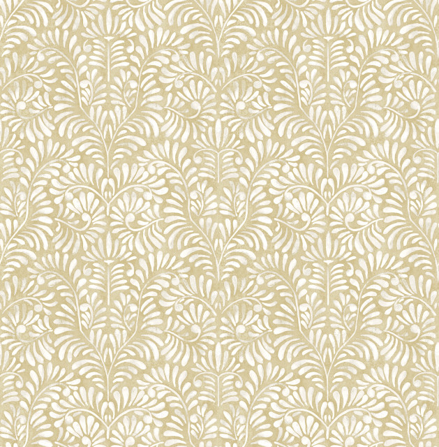A-Street Prints Elma Honey Fiddlehead Wallpaper Mylos Covers about 56.4 square feet Great Britain Unpasted 10.4-in repeat, straight match 20.5-in by 33-ft long roll - My Fabric Connection - A-Street Prints Elma Honey Fiddlehead Wallpaper Mylos Covers about 56.4 square feet Great Britain Unpasted 10.4-in repeat, straight match 20.5-in by 33-ft long roll - My Fabric Connection -
