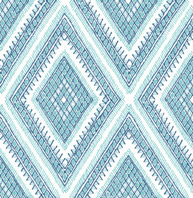 A-Street Prints Zaya Blue Tribal Diamonds Wallpaper Pacifica Covers about 56.4 square feet Great Britain Unpasted 20.8-in repeat, drop match 20.5-in by 33-ft long roll - My Fabric Connection - A-Street Prints Zaya Blue Tribal Diamonds Wallpaper Pacifica Covers about 56.4 square feet Great Britain Unpasted 20.8-in repeat, drop match 20.5-in by 33-ft long roll - My Fabric Connection -