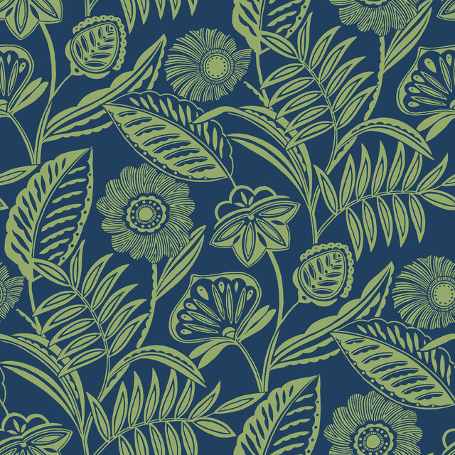 A-Street Prints Alma Blue Tropical Floral Wallpaper Pacifica Covers about 60.8 square feet Great Britain Unpasted 25.5-in repeat, straight match 27-in by 27-ft long roll - My Fabric Connection - A-Street Prints Alma Blue Tropical Floral Wallpaper Pacifica Covers about 60.8 square feet Great Britain Unpasted 25.5-in repeat, straight match 27-in by 27-ft long roll - My Fabric Connection -