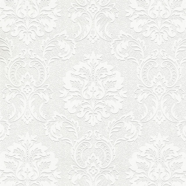 Brewster Plouf White Damask Paintable Wallpaper PaintWorks Covers about 57.5 square feet Germany Prepasted 12.5-in repeat, straight match 20.9-in by 33-ft long roll - My Fabric Connection - Brewster Plouf White Damask Paintable Wallpaper PaintWorks Covers about 57.5 square feet Germany Prepasted 12.5-in repeat, straight match 20.9-in by 33-ft long roll - My Fabric Connection -