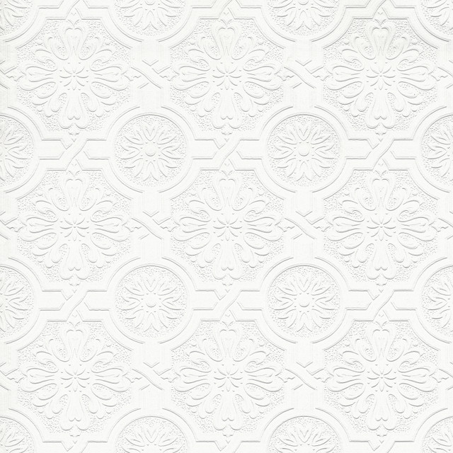 Brewster Victorian Tin Ceiling White Paintable Wallpaper PaintWorks Covers about 57.5 square feet Germany Prepasted 5-in repeat, straight match 20.9-in by 33-ft long roll - My Fabric Connection - Brewster Victorian Tin Ceiling White Paintable Wallpaper PaintWorks Covers about 57.5 square feet Germany Prepasted 5-in repeat, straight match 20.9-in by 33-ft long roll - My Fabric Connection -