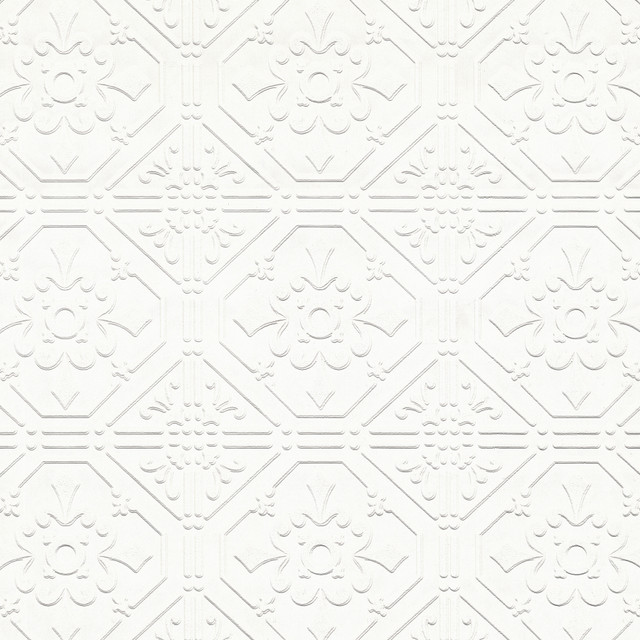 Brewster Brooklyn White Tin Paintable Wallpaper PaintWorks Covers about 57.5 square feet Germany Prepasted 5-in repeat, straight match 20.9-in by 33-ft long roll - My Fabric Connection - Brewster Brooklyn White Tin Paintable Wallpaper PaintWorks Covers about 57.5 square feet Germany Prepasted 5-in repeat, straight match 20.9-in by 33-ft long roll - My Fabric Connection -