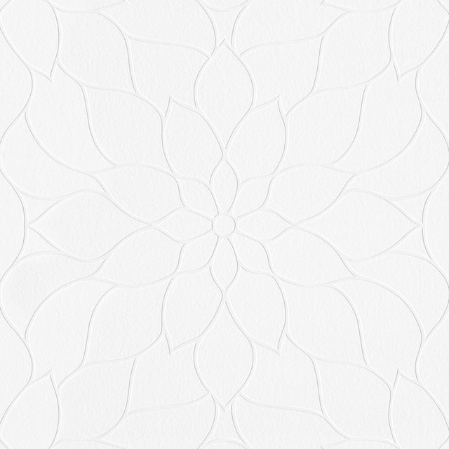Brewster Anselm White Floral Bloom Paintable Wallpaper PaintWorks Covers about 57.5 square feet Germany Unpasted 25.2-in repeat, straight match 20.9-in by 33-ft long roll - My Fabric Connection -