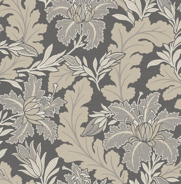 A-Street Prints Butterfield Grey Floral Wallpaper Revival Covers about 56.4 square feet Great Britain Unpasted 20.9-in repeat, drop match 20.5-in by 33-ft long roll - My Fabric Connection - A-Street Prints Butterfield Grey Floral Wallpaper Revival Covers about 56.4 square feet Great Britain Unpasted 20.9-in repeat, drop match 20.5-in by 33-ft long roll - My Fabric Connection -