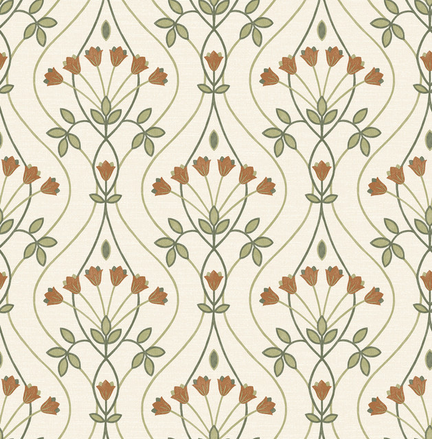 A-Street Prints Dard Green Tulip Ogee Wallpaper Revival Covers about 56.4 square feet Great Britain Unpasted 10.4-in repeat, straight match 20.5-in by 33-ft long roll - My Fabric Connection - A-Street Prints Dard Green Tulip Ogee Wallpaper Revival Covers about 56.4 square feet Great Britain Unpasted 10.4-in repeat, straight match 20.5-in by 33-ft long roll - My Fabric Connection -